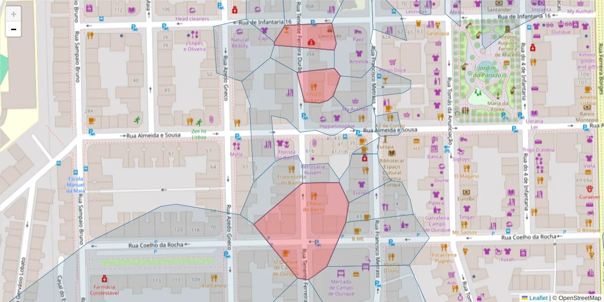 Mapa detalhado do código postal 1350-311 com limites, códigos postais vizinhos e agências dos correios