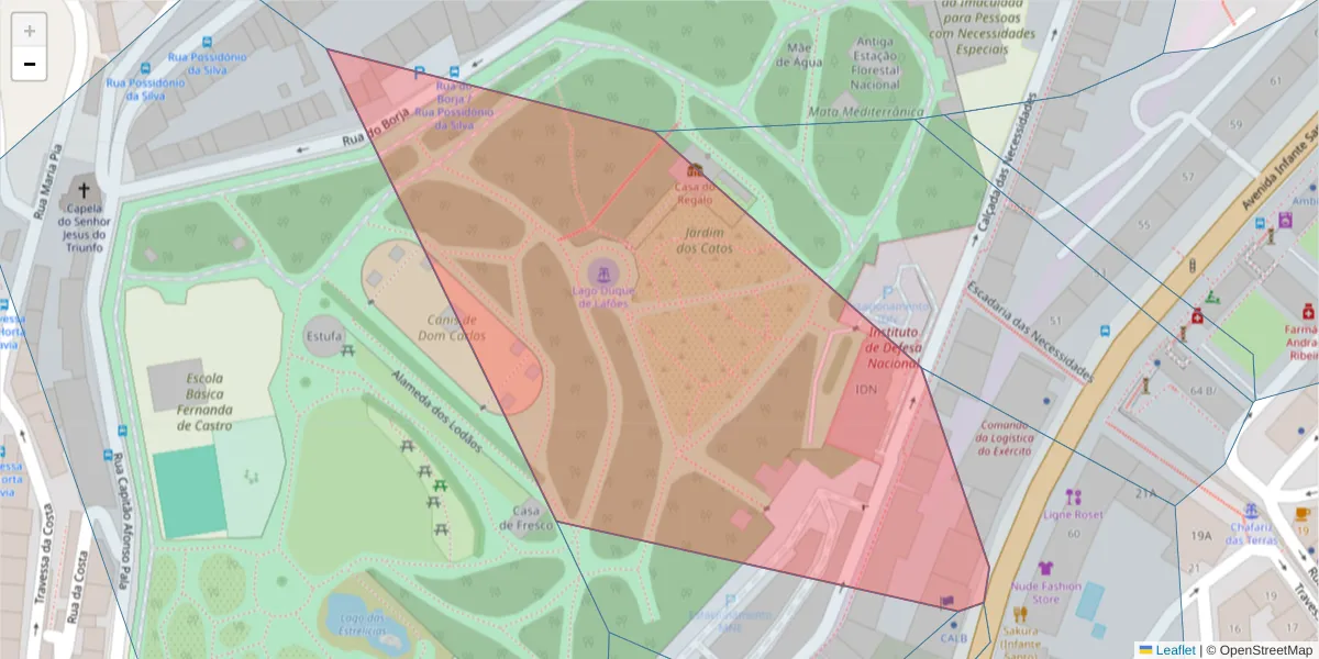 Mapa detalhado do código postal 1399-011 com limites, códigos postais vizinhos e agências dos correios