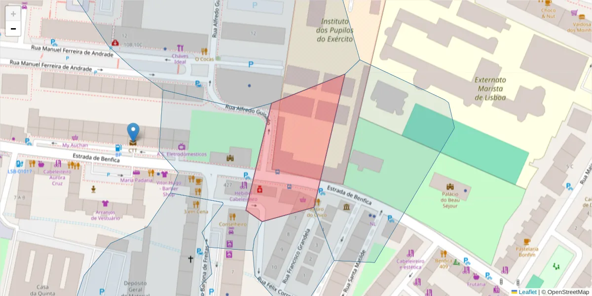 Mapa detalhado do código postal 1500-078 São Domingos de Benfica com limites, códigos postais vizinhos e agências dos correios