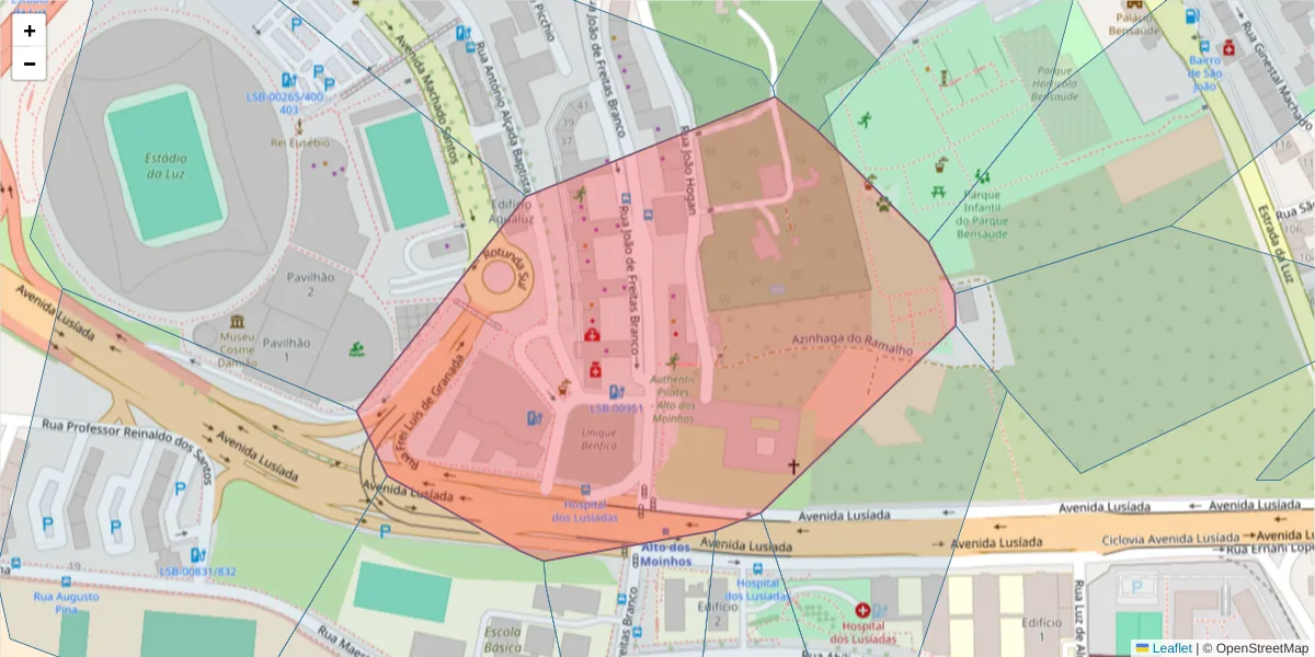 Mapa detalhado do código postal 1500-714 São Domingos de Benfica com limites, códigos postais vizinhos e agências dos correios