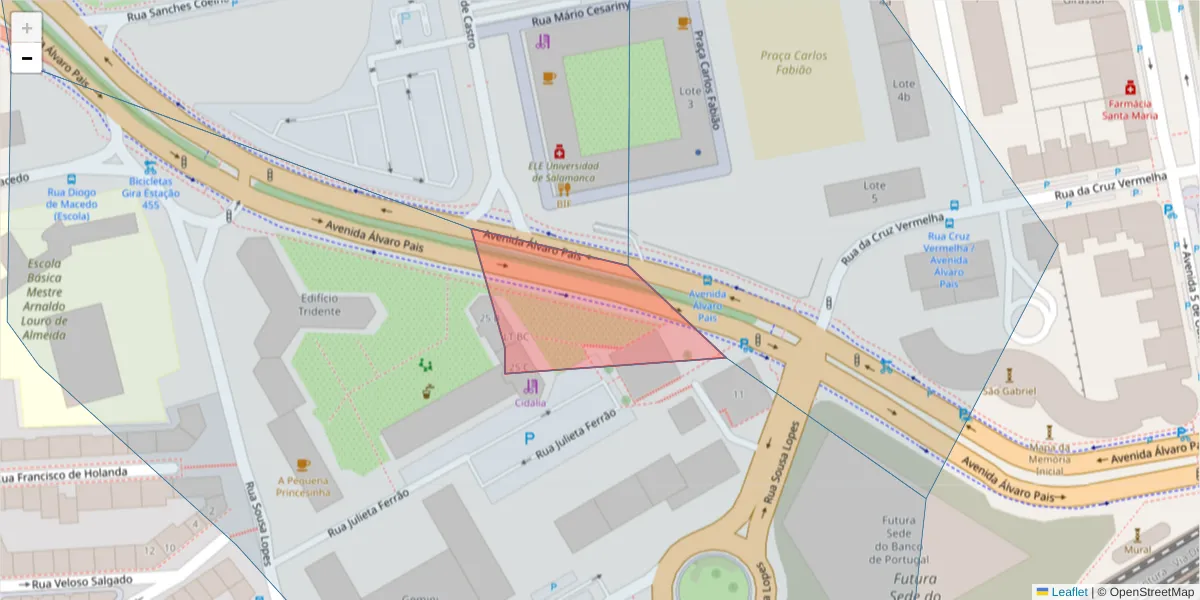 Mapa detalhado do código postal 1600-007 com limites, códigos postais vizinhos e agências dos correios