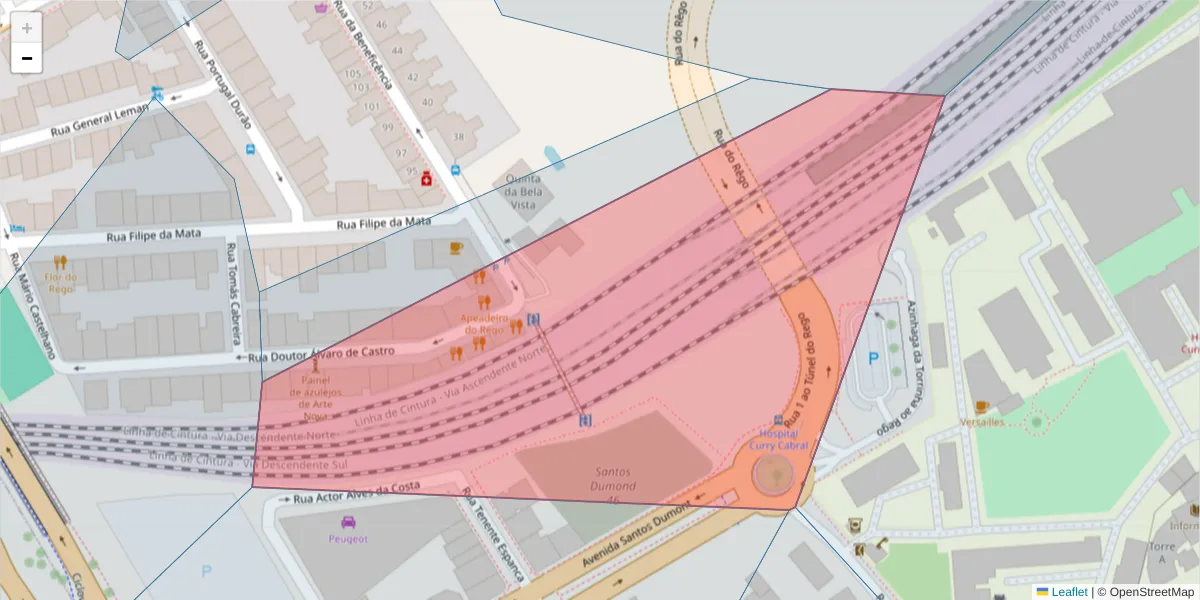 Mapa detalhado do código postal 1600-059 com limites, códigos postais vizinhos e agências dos correios