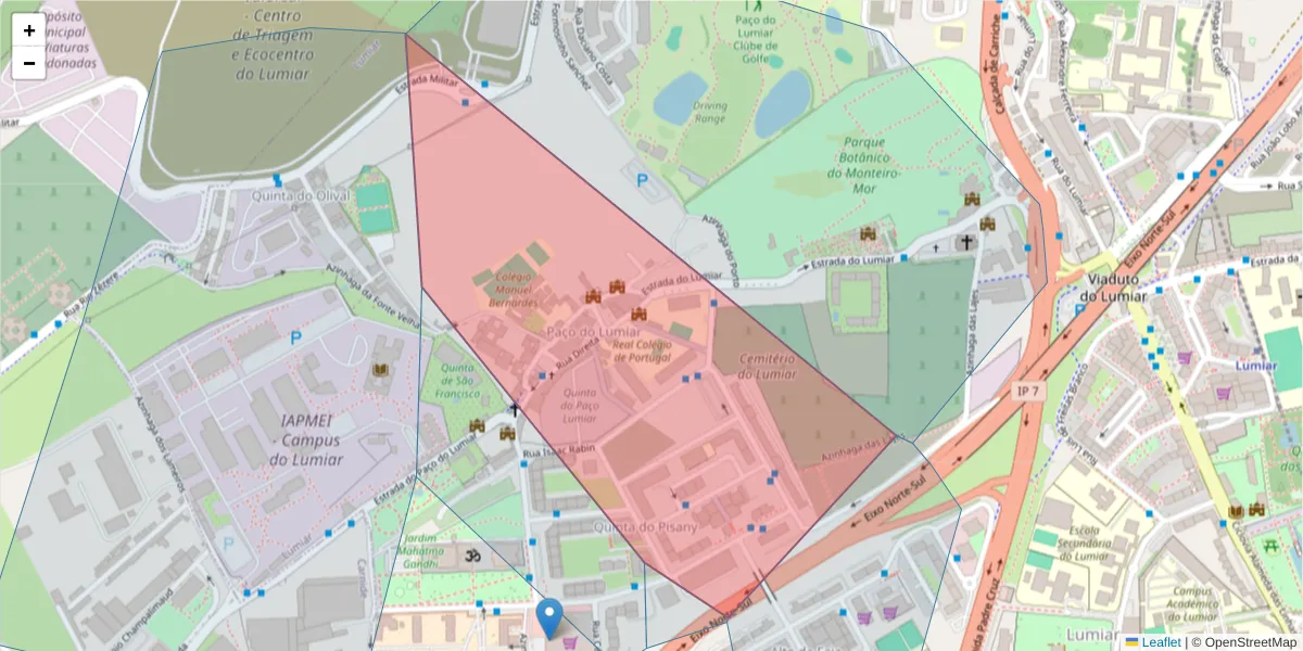 Mapa detalhado do código postal 1600-067 com limites, códigos postais vizinhos e agências dos correios