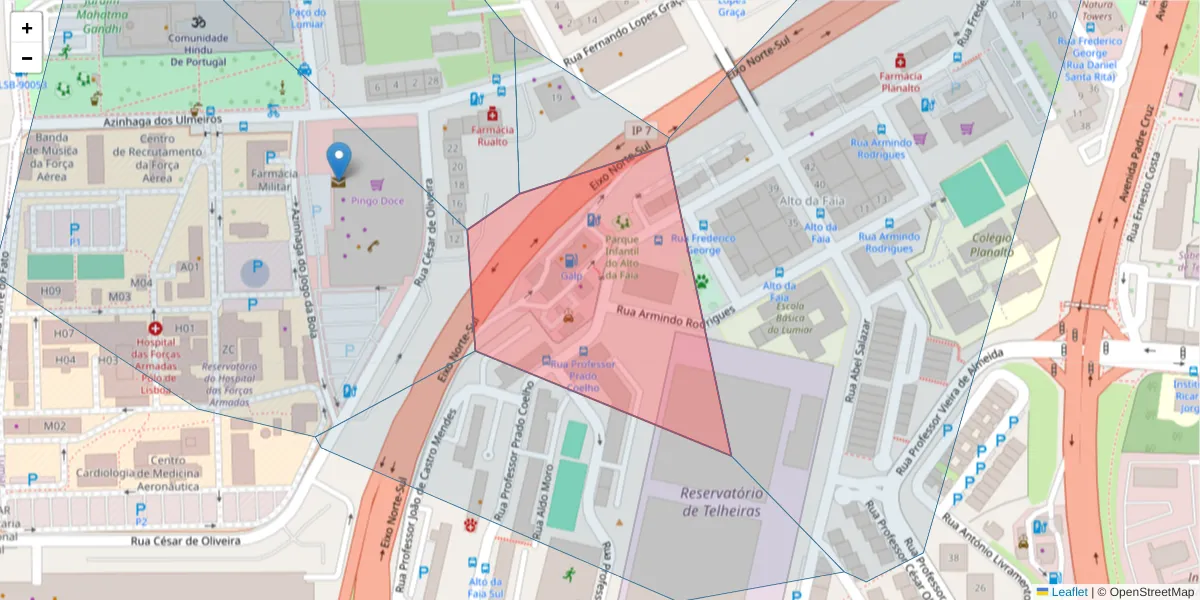 Mapa detalhado do código postal 1600-468 com limites, códigos postais vizinhos e agências dos correios