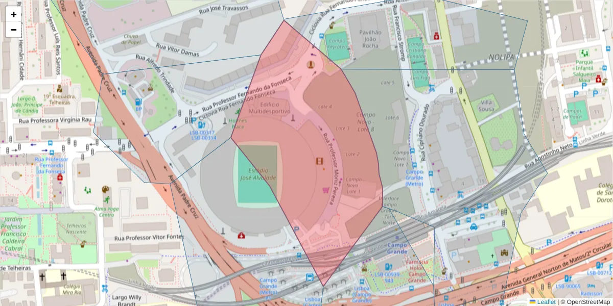 Mapa detalhado do código postal 1600-617 com limites, códigos postais vizinhos e agências dos correios