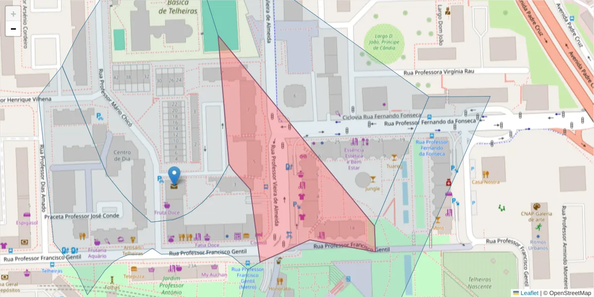 Mapa detalhado do código postal 1600-667 com limites, códigos postais vizinhos e agências dos correios