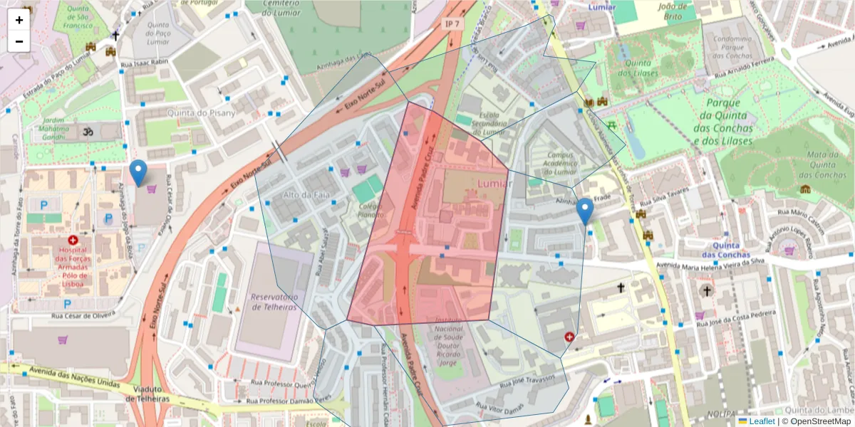 Mapa detalhado do código postal 1600-681 com limites, códigos postais vizinhos e agências dos correios