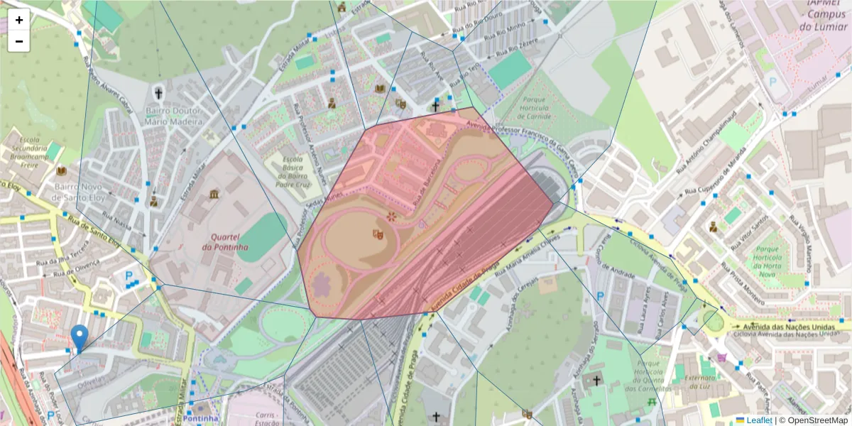 Mapa detalhado do código postal 1600-829 Carnide com limites, códigos postais vizinhos e agências dos correios