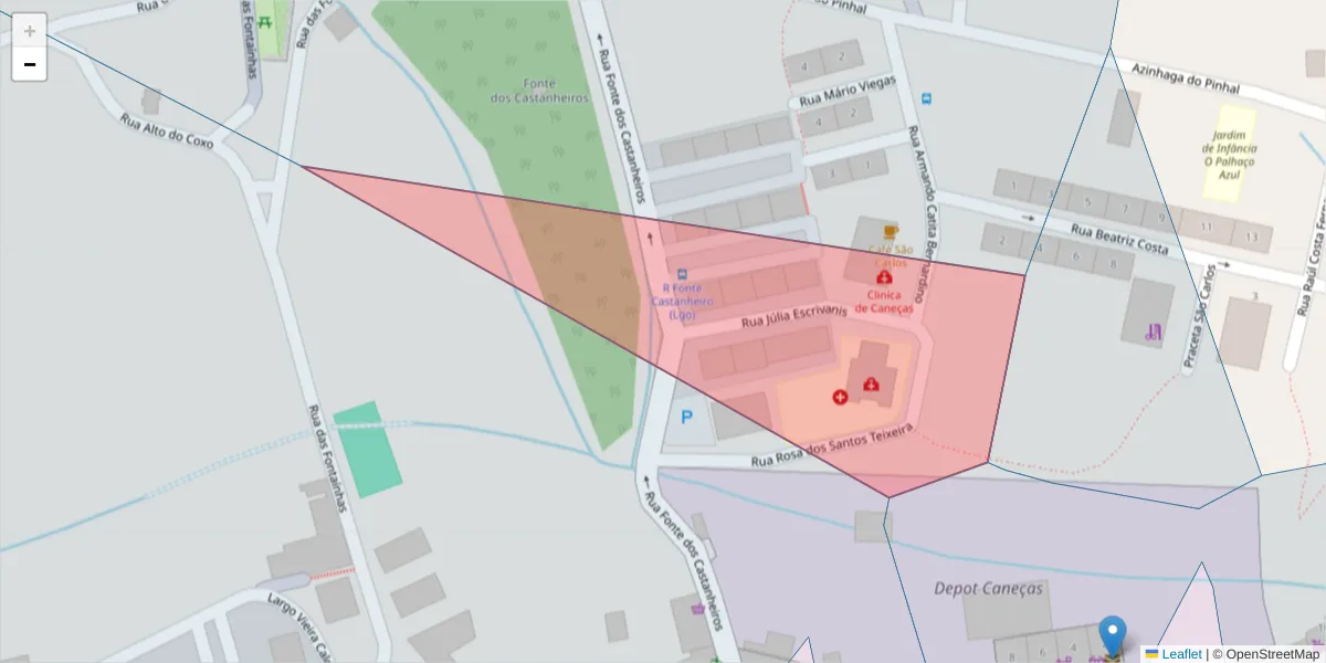 Mapa detalhado do código postal 1695-566 com limites, códigos postais vizinhos e agências dos correios