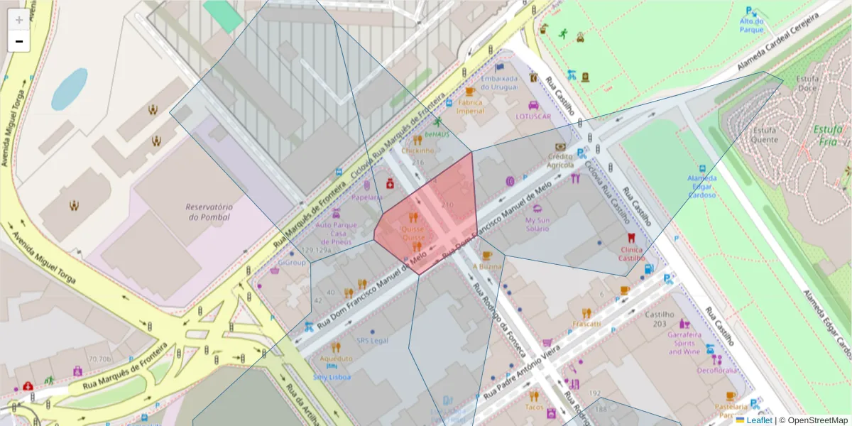 Mapa detalhado do código postal 170-283 com limites, códigos postais vizinhos e agências dos correios