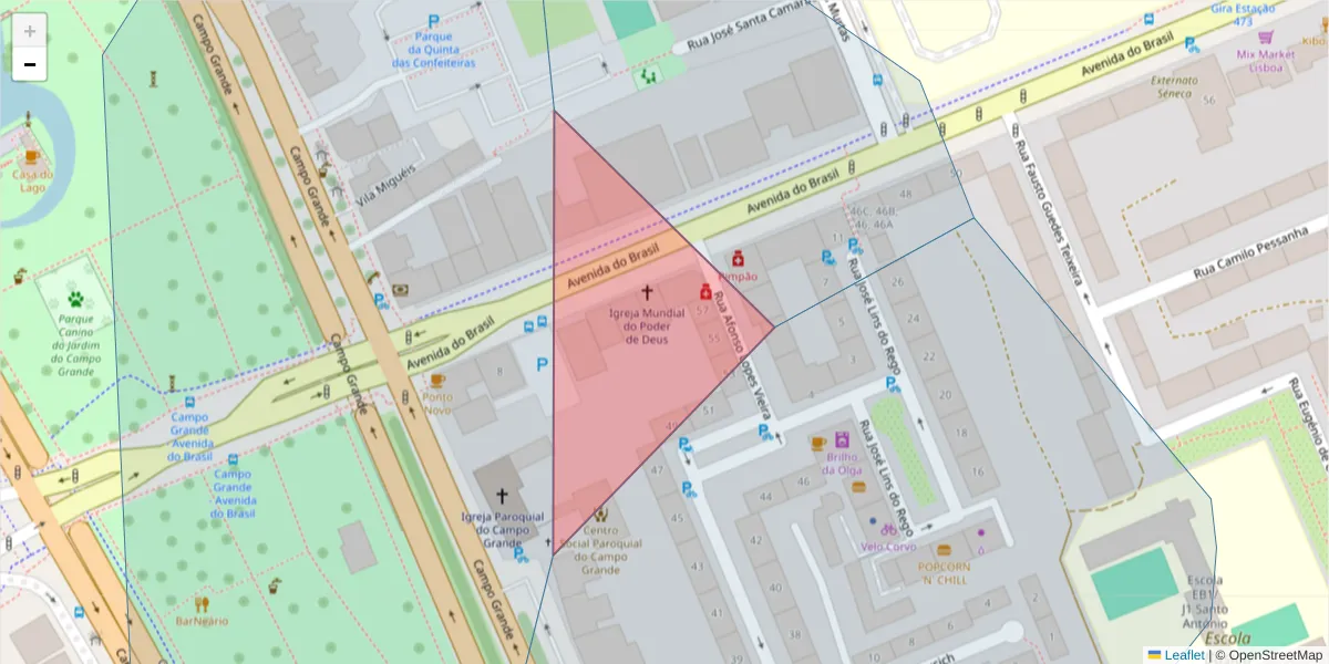 Mapa detalhado do código postal 1700-011 Campo Grande com limites, códigos postais vizinhos e agências dos correios