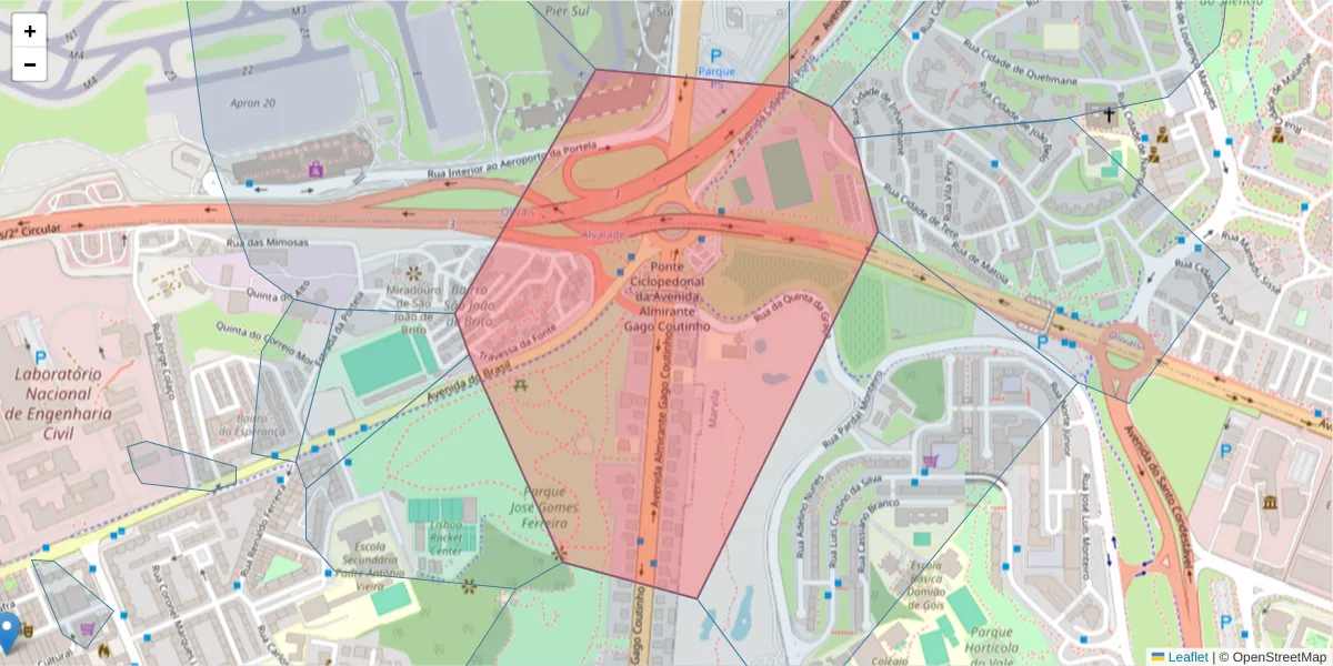 Mapa detalhado do código postal 1700-029 com limites, códigos postais vizinhos e agências dos correios