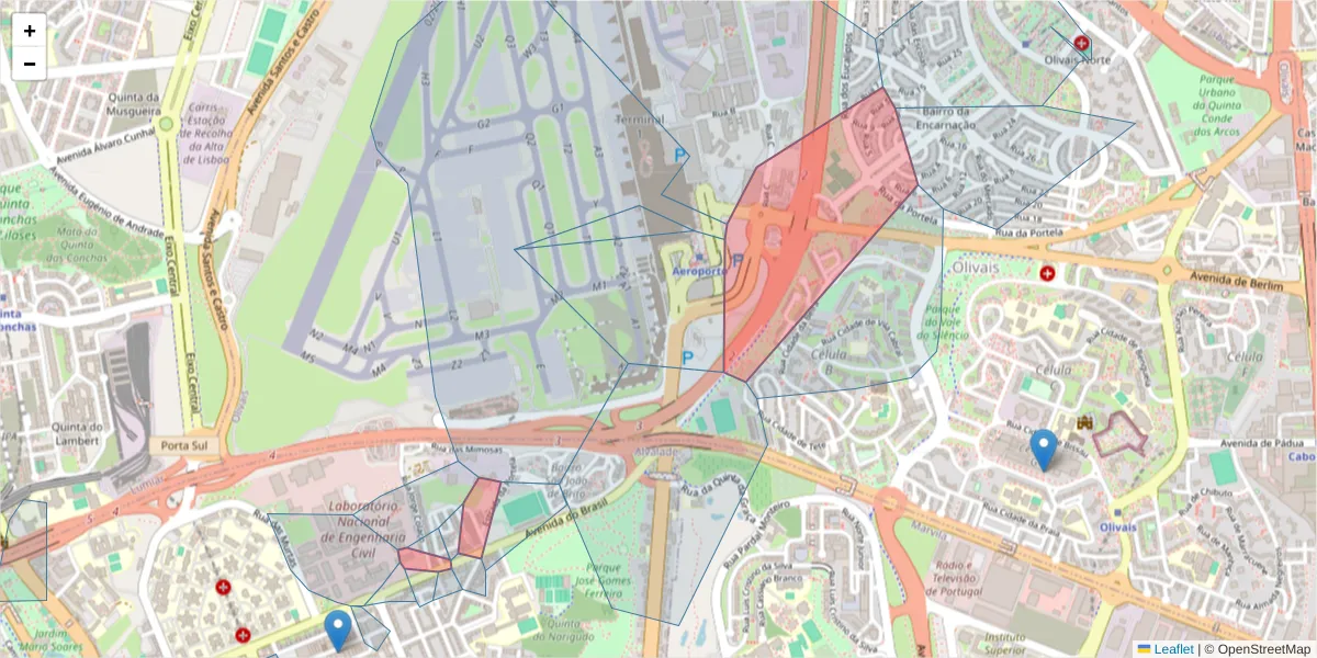 Mapa detalhado do código postal 1700-067 com limites, códigos postais vizinhos e agências dos correios