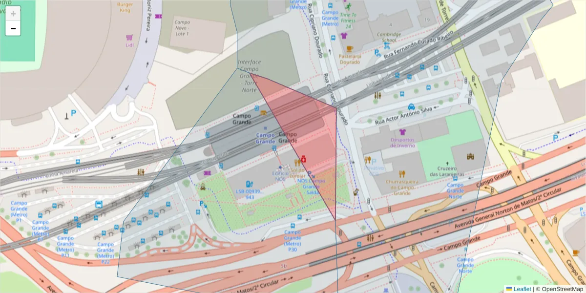 Mapa detalhado do código postal 1700-098 com limites, códigos postais vizinhos e agências dos correios