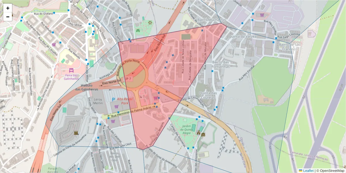 Mapa detalhado do código postal 1750-114 com limites, códigos postais vizinhos e agências dos correios