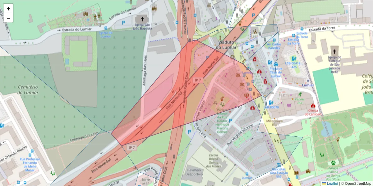 Mapa detalhado do código postal 1750-145 com limites, códigos postais vizinhos e agências dos correios