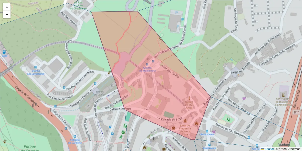 Mapa detalhado do código postal 1750-200 com limites, códigos postais vizinhos e agências dos correios
