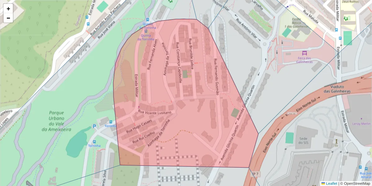 Mapa detalhado do código postal 1750-391 com limites, códigos postais vizinhos e agências dos correios