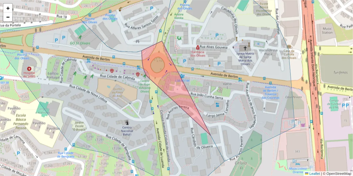 Mapa detalhado do código postal 1800-097 com limites, códigos postais vizinhos e agências dos correios