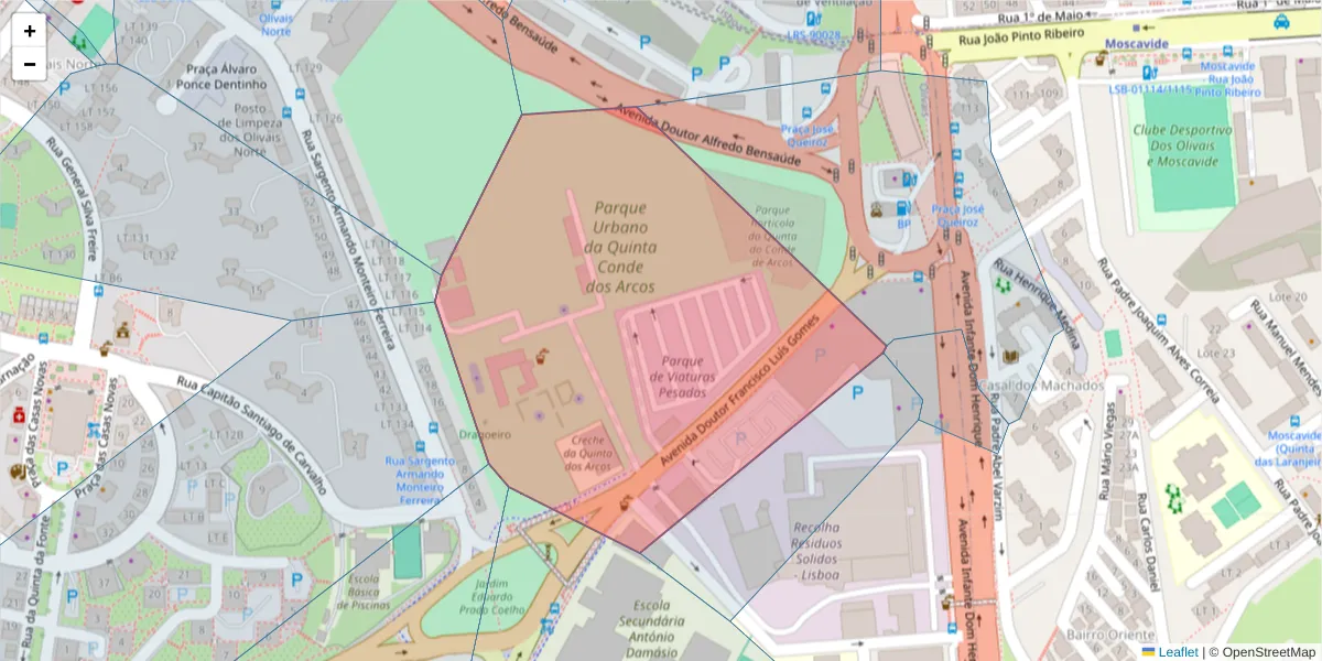 Mapa detalhado do código postal 1800-177 com limites, códigos postais vizinhos e agências dos correios