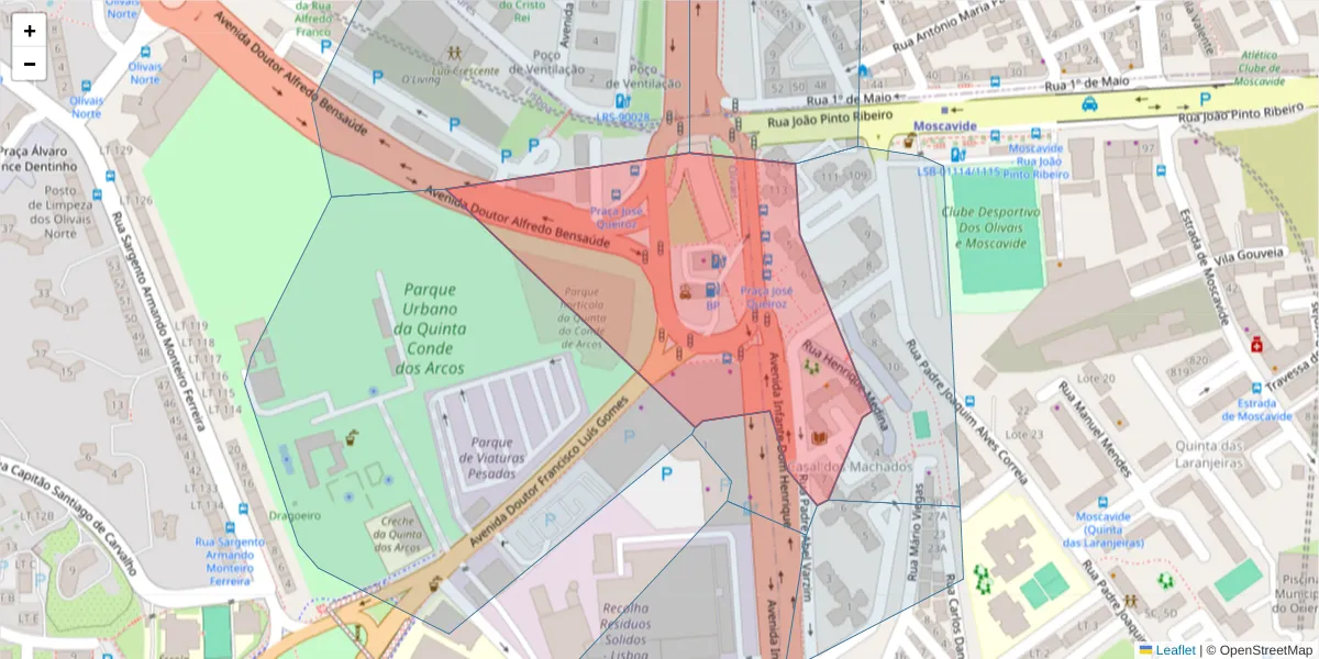 Mapa detalhado do código postal 1800-237 com limites, códigos postais vizinhos e agências dos correios