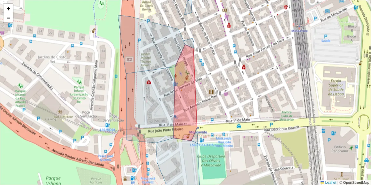 Mapa detalhado do código postal 1885-031 com limites, códigos postais vizinhos e agências dos correios