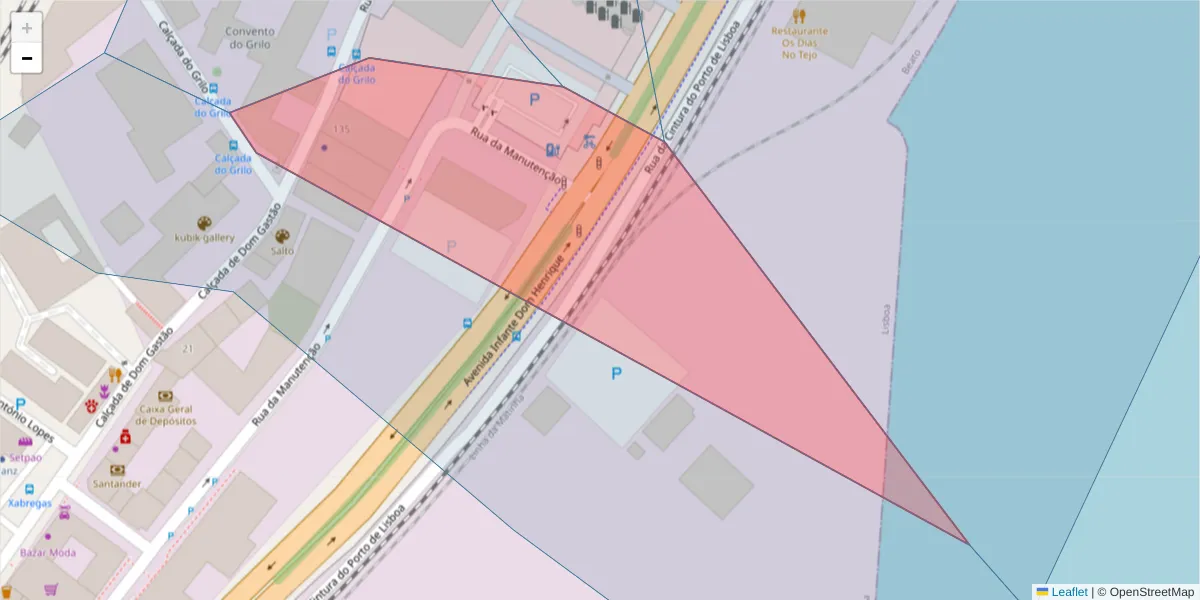 Mapa detalhado do código postal 1950-144 com limites, códigos postais vizinhos e agências dos correios