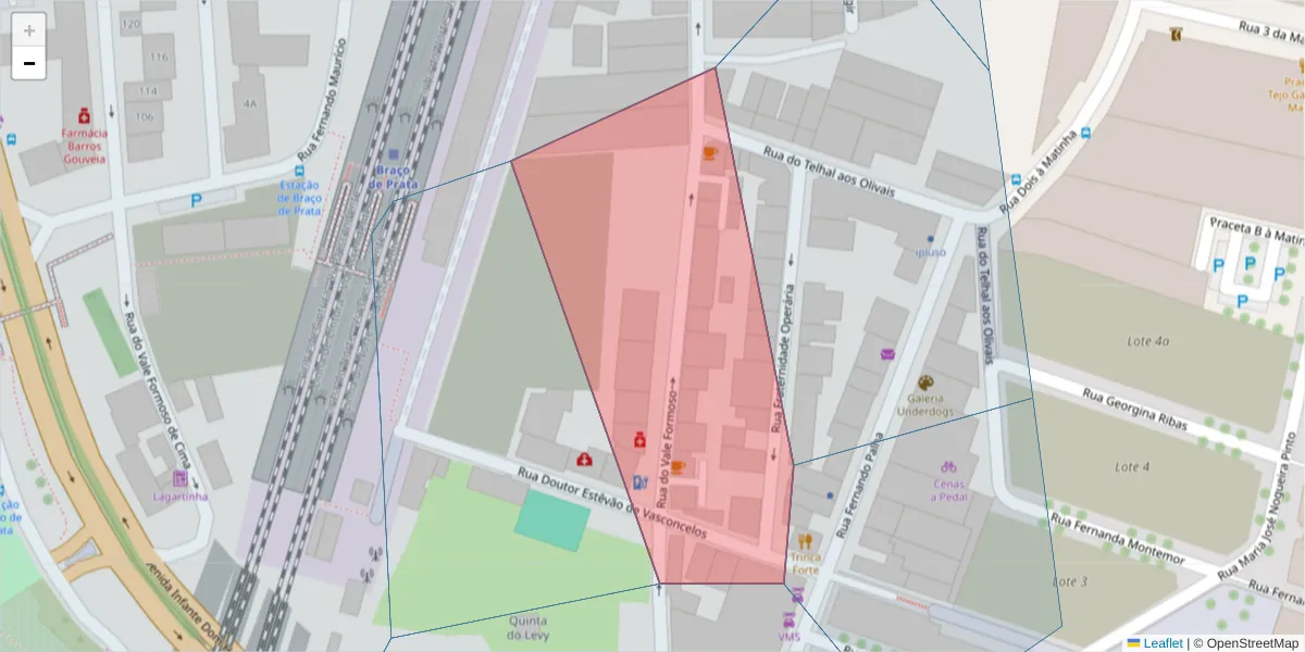 Mapa detalhado do código postal 1950-278 com limites, códigos postais vizinhos e agências dos correios