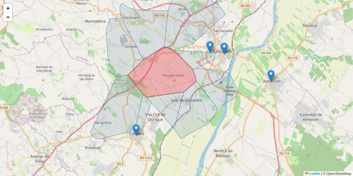 Mapa detalhado do código postal 2005-048 com limites, códigos postais vizinhos e agências dos correios