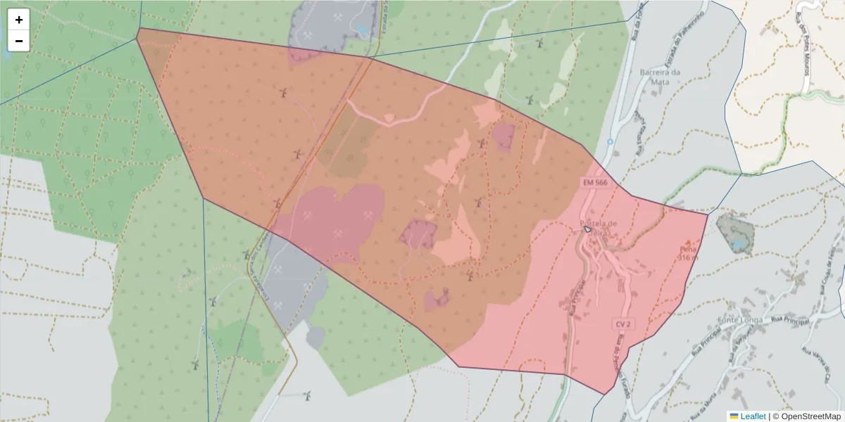 Mapa detalhado do código postal 2040-020 com limites, códigos postais vizinhos e agências dos correios