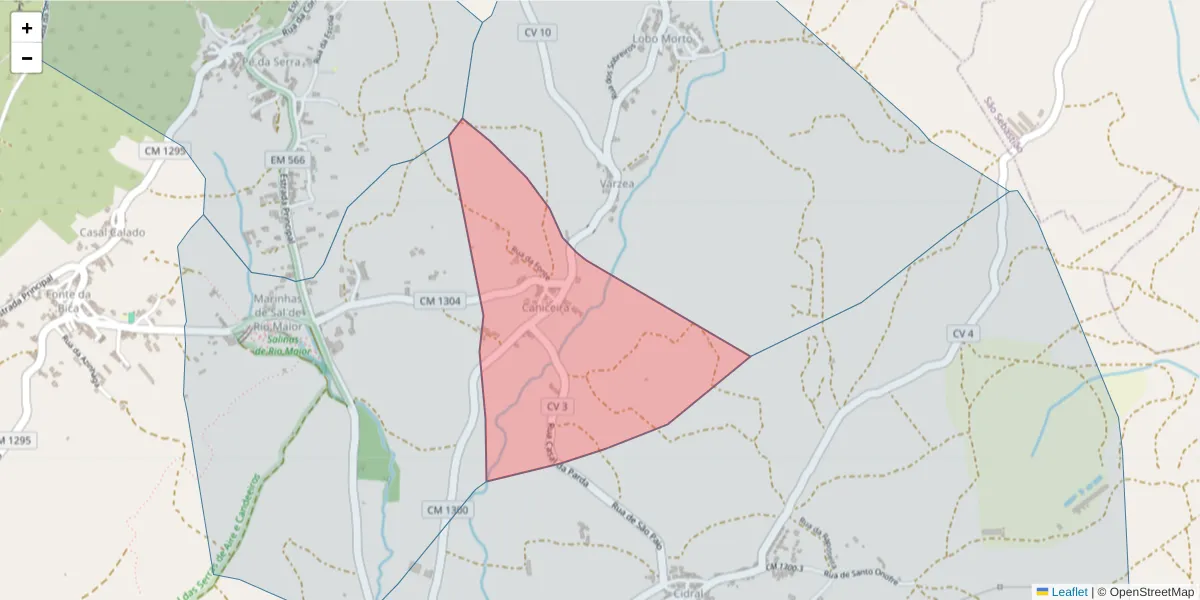 Mapa detalhado do código postal 2040-072 com limites, códigos postais vizinhos e agências dos correios