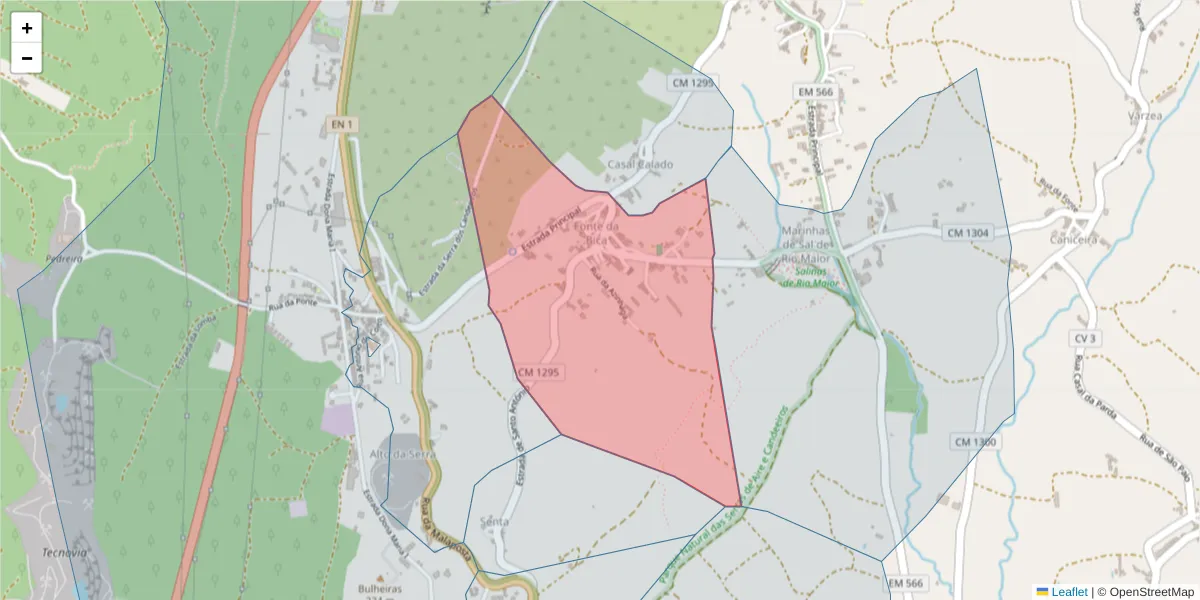 Mapa detalhado do código postal 2040-091 com limites, códigos postais vizinhos e agências dos correios