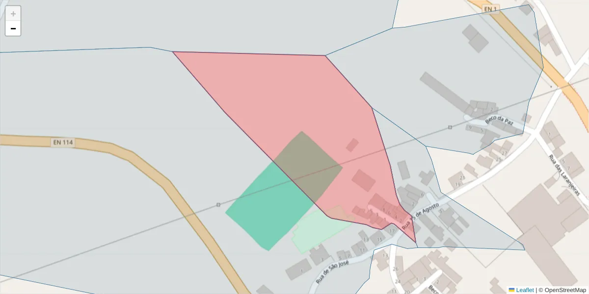 Mapa detalhado do código postal 2040-115 com limites, códigos postais vizinhos e agências dos correios