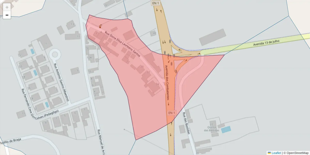 Mapa detalhado do código postal 2040-180 com limites, códigos postais vizinhos e agências dos correios
