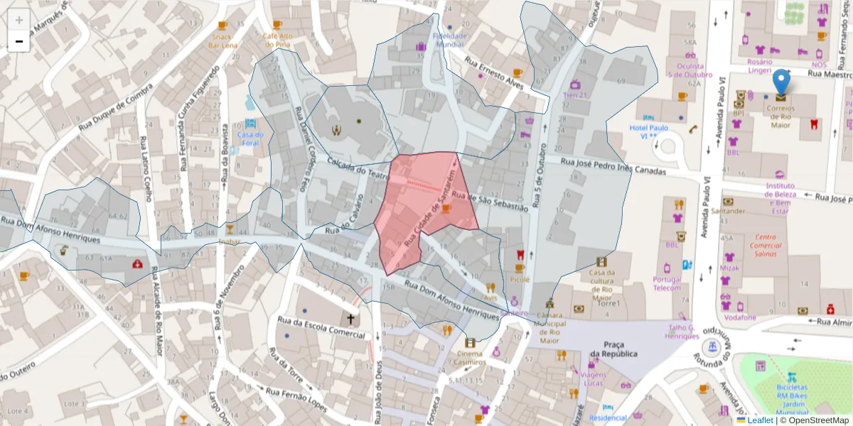 Mapa detalhado do código postal 2040-238 com limites, códigos postais vizinhos e agências dos correios