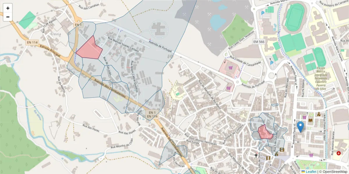 Mapa detalhado do código postal 2040-241 com limites, códigos postais vizinhos e agências dos correios