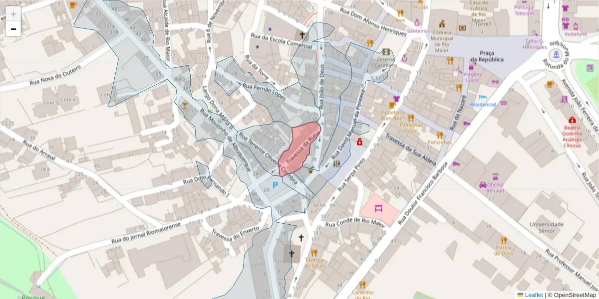 Mapa detalhado do código postal 2040-257 com limites, códigos postais vizinhos e agências dos correios