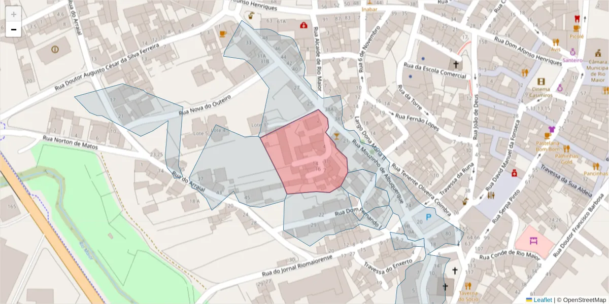 Mapa detalhado do código postal 2040-258 com limites, códigos postais vizinhos e agências dos correios