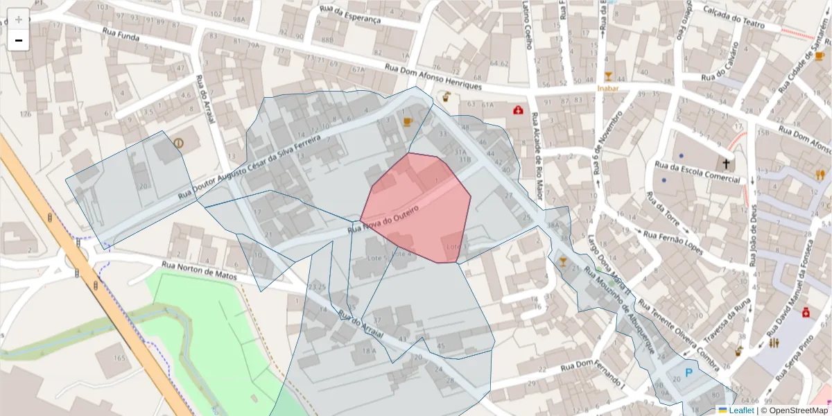 Mapa detalhado do código postal 2040-260 com limites, códigos postais vizinhos e agências dos correios