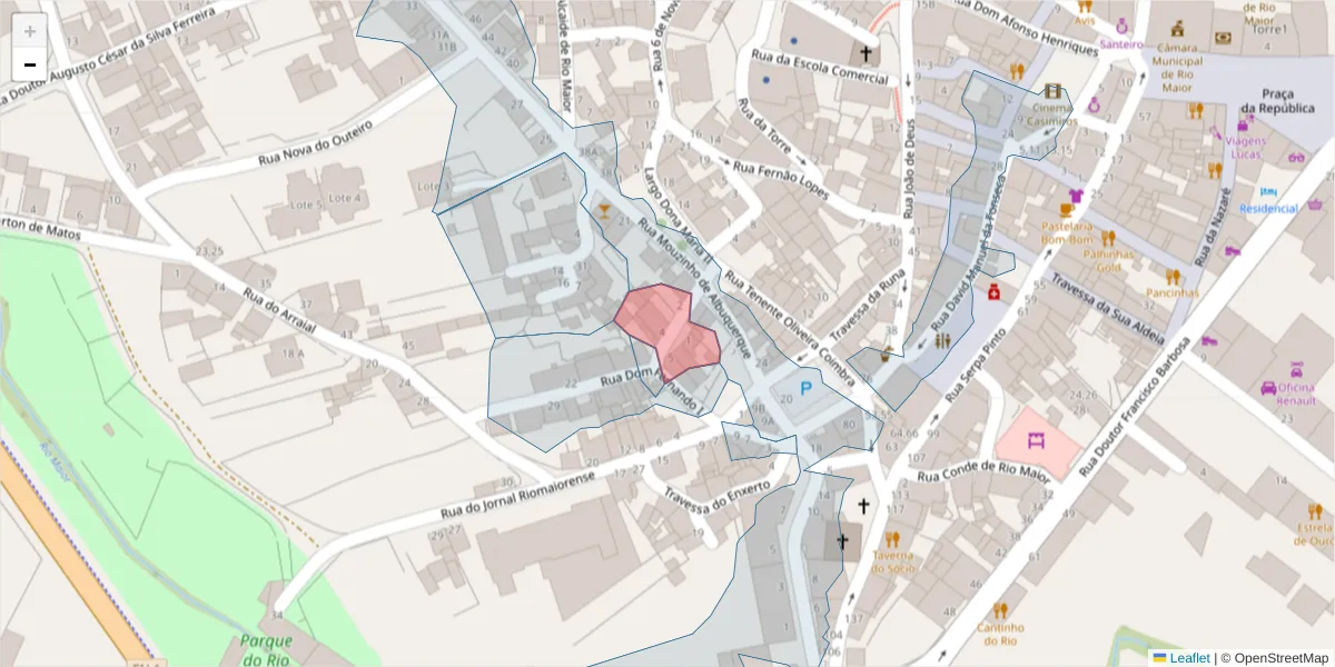 Mapa detalhado do código postal 2040-264 com limites, códigos postais vizinhos e agências dos correios
