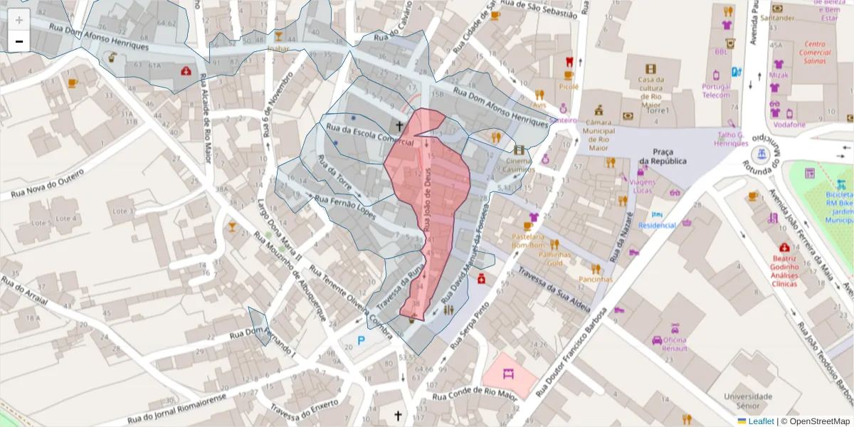 Mapa detalhado do código postal 2040-287 com limites, códigos postais vizinhos e agências dos correios