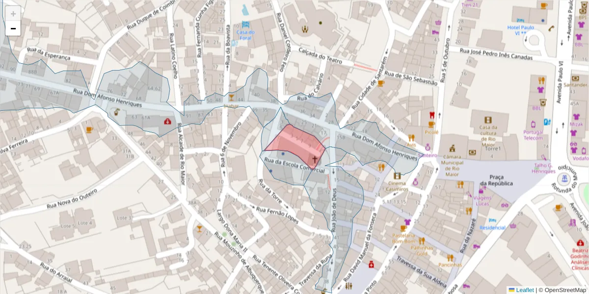 Mapa detalhado do código postal 2040-291 com limites, códigos postais vizinhos e agências dos correios