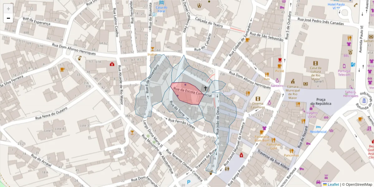 Mapa detalhado do código postal 2040-292 com limites, códigos postais vizinhos e agências dos correios