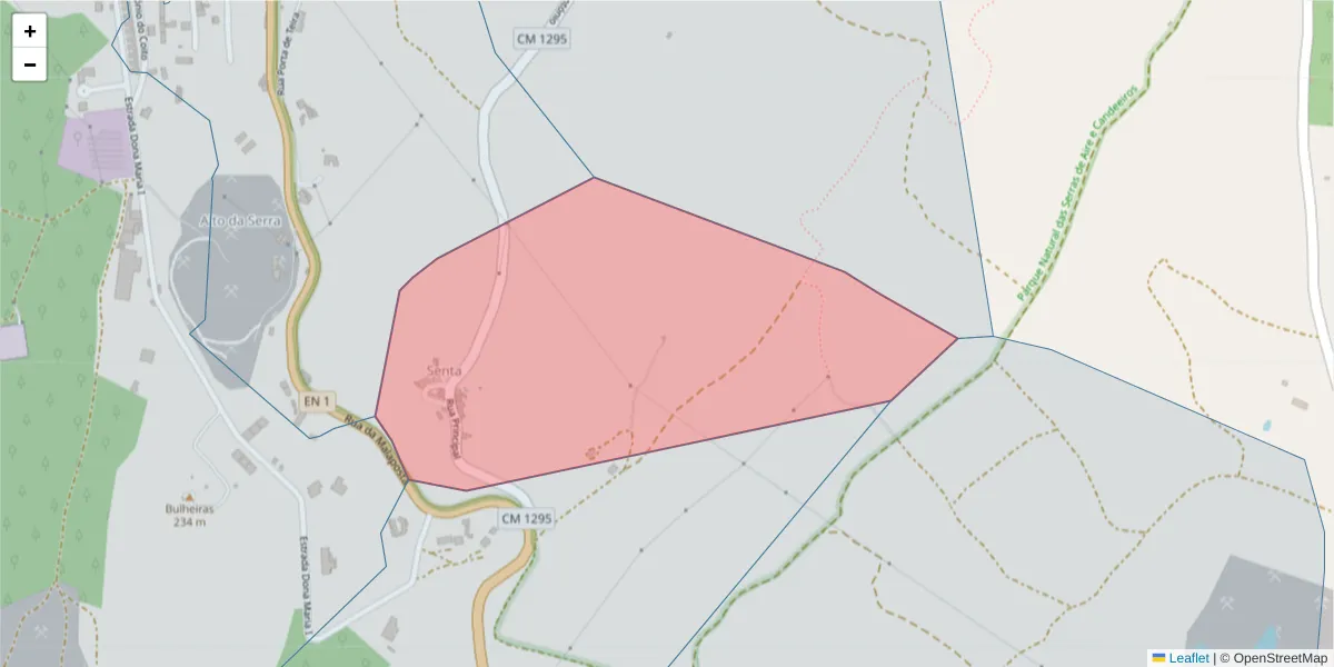 Mapa detalhado do código postal 2040-403 com limites, códigos postais vizinhos e agências dos correios