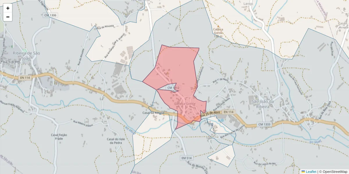 Mapa detalhado do código postal 2040-452 com limites, códigos postais vizinhos e agências dos correios