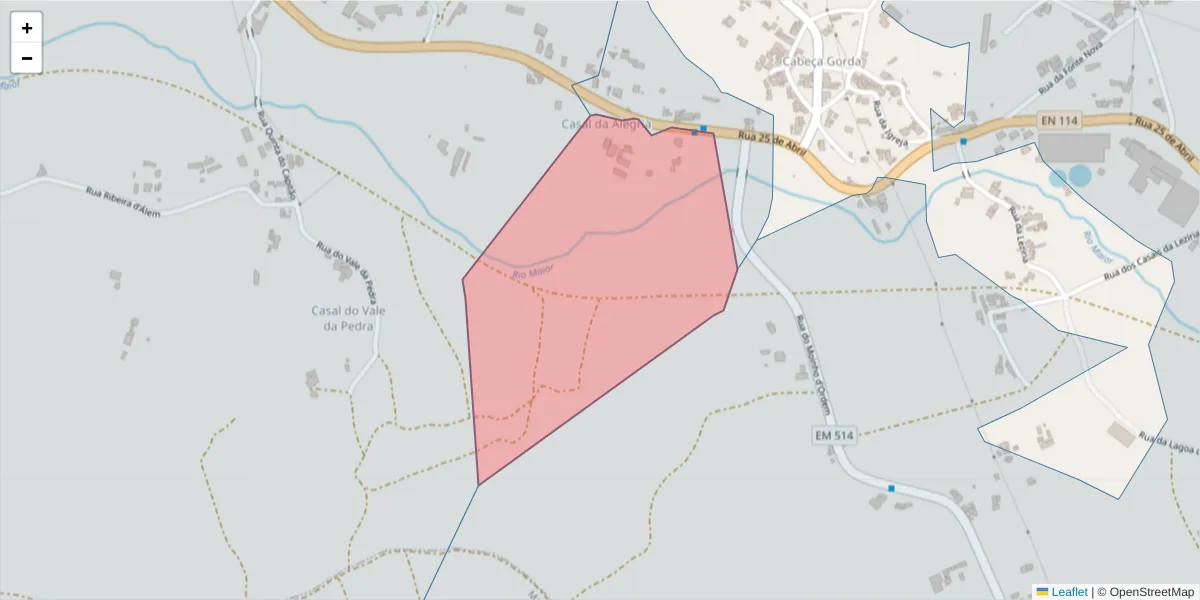 Mapa detalhado do código postal 2040-455 com limites, códigos postais vizinhos e agências dos correios