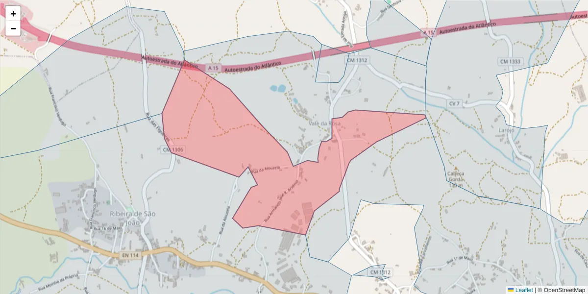 Mapa detalhado do código postal 2040-512 com limites, códigos postais vizinhos e agências dos correios