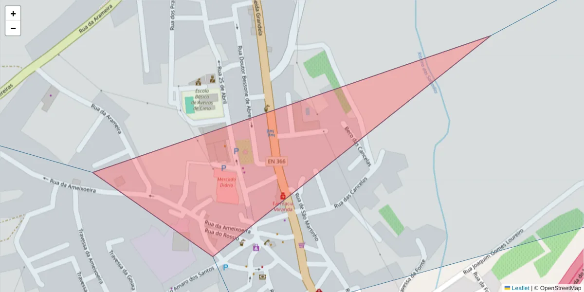 Mapa detalhado do código postal 2050-064 com limites, códigos postais vizinhos e agências dos correios