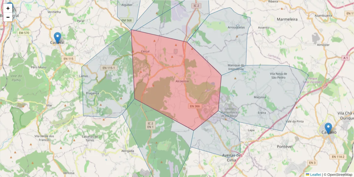 Mapa detalhado do código postal 2065-101 com limites, códigos postais vizinhos e agências dos correios