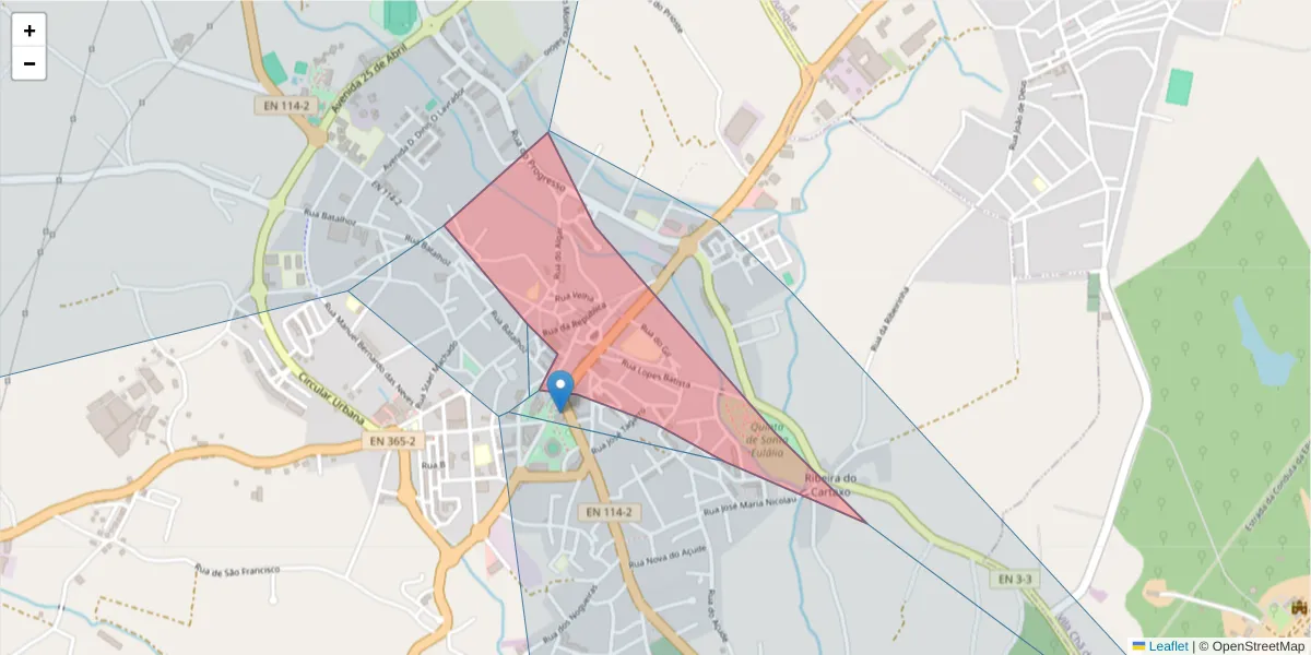 Mapa detalhado do código postal 2070-116 com limites, códigos postais vizinhos e agências dos correios